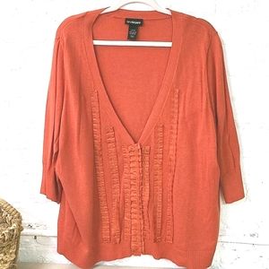 LANE BRYANT RUFFLED SWEATER SZ 22W Orange